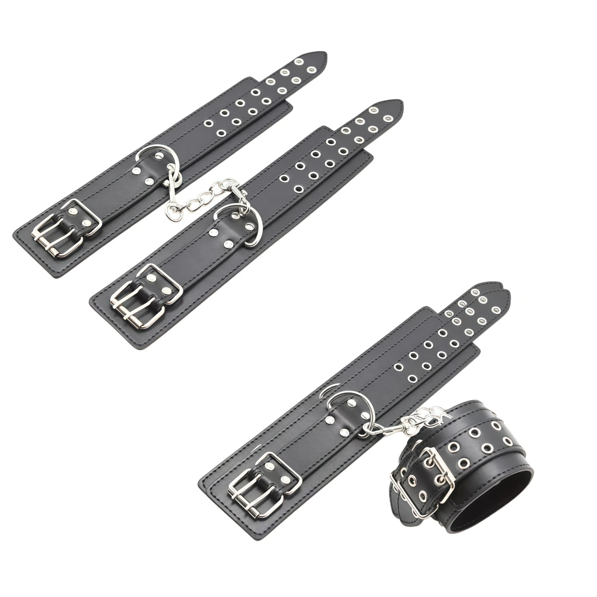 أصفاد وأصفاد من جلد البولي يوريثان الأسود أزياء لعبة ربط الحفلات مناسبة لإكسسوارات الأزياء التنكرية دعائم المسرح