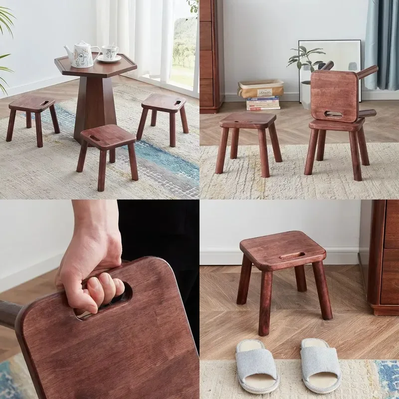 Stylish Nordic Design Small Solid Wood Low Stool Portable Bench Chair Fashion Creative Coffee Table Shoe Changing Stool