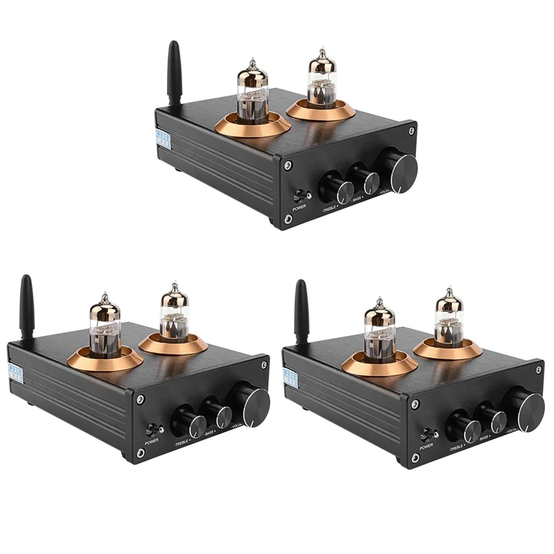 

3X Buffer Hifi 6J5 Bluetooth 4.2 Tube Preamp Amplifier Stereo Preamplifier With Treble Bass Tone Ajustment(Black)