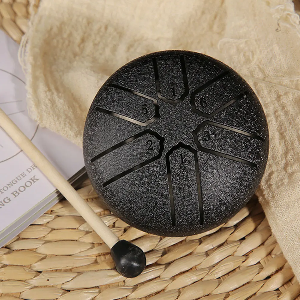 6 Notes Rain Drum Steel Tongue Drum for Outside Hollow Drum Percussion Instrument Mini Handpan Drum for Yoga Meditation