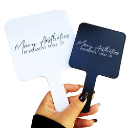 Circle Hand Mirror Customize Logo Label  Wholesale Pink /Purple/Black Square Mirror For Lash Artist or Makeup Boutique