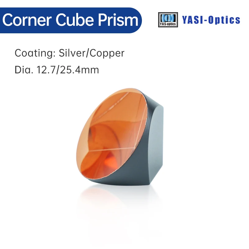 Yasi 코너 큐브 프리즘, 토탈 스테이션 측량용 구리 실버 코팅, 1 인치 K9 삼각형 역반사판, 12.7mm, 25.4mm