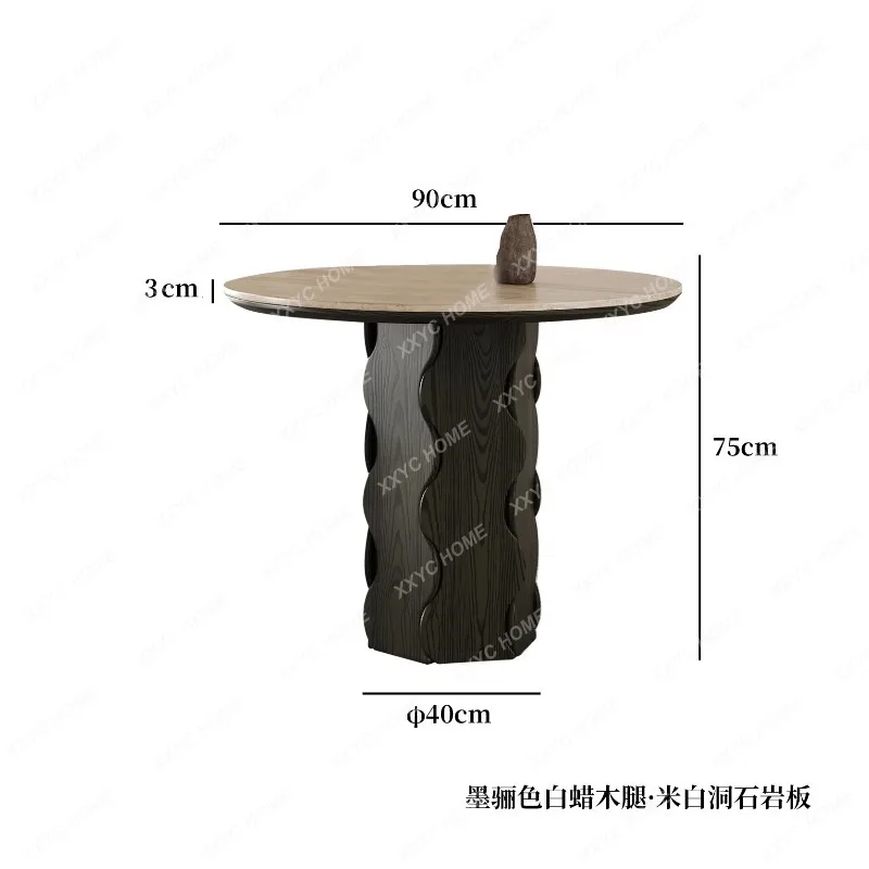 JYA12 Rock Plate Dining Tables France Vintage Solid Wood ART Round Table Living Room Dining Room