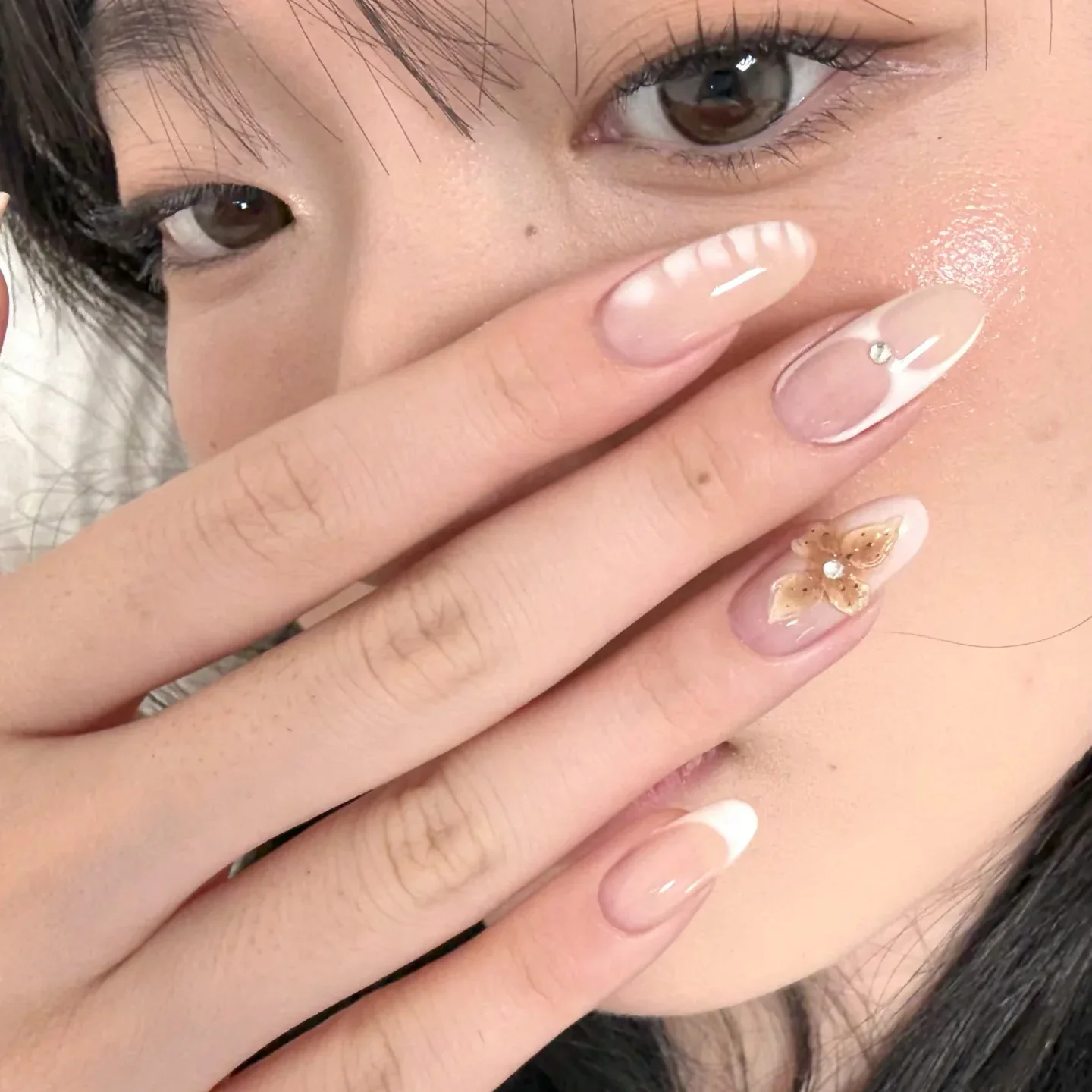10pcsHandmade Short Oval Y2K Press On Nails Naked Pink Crocodile Pattern 3D Carving Flower Design Sweet Cool Fake Nails Wearable