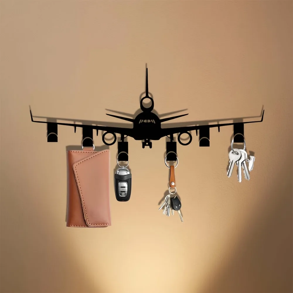 CIFBUY – porte-clés mural en fer, porte-clés en forme d'avion, panneau métallique imperméable pour la maison, l'entrée, le bureau, plaque suspendue rustique