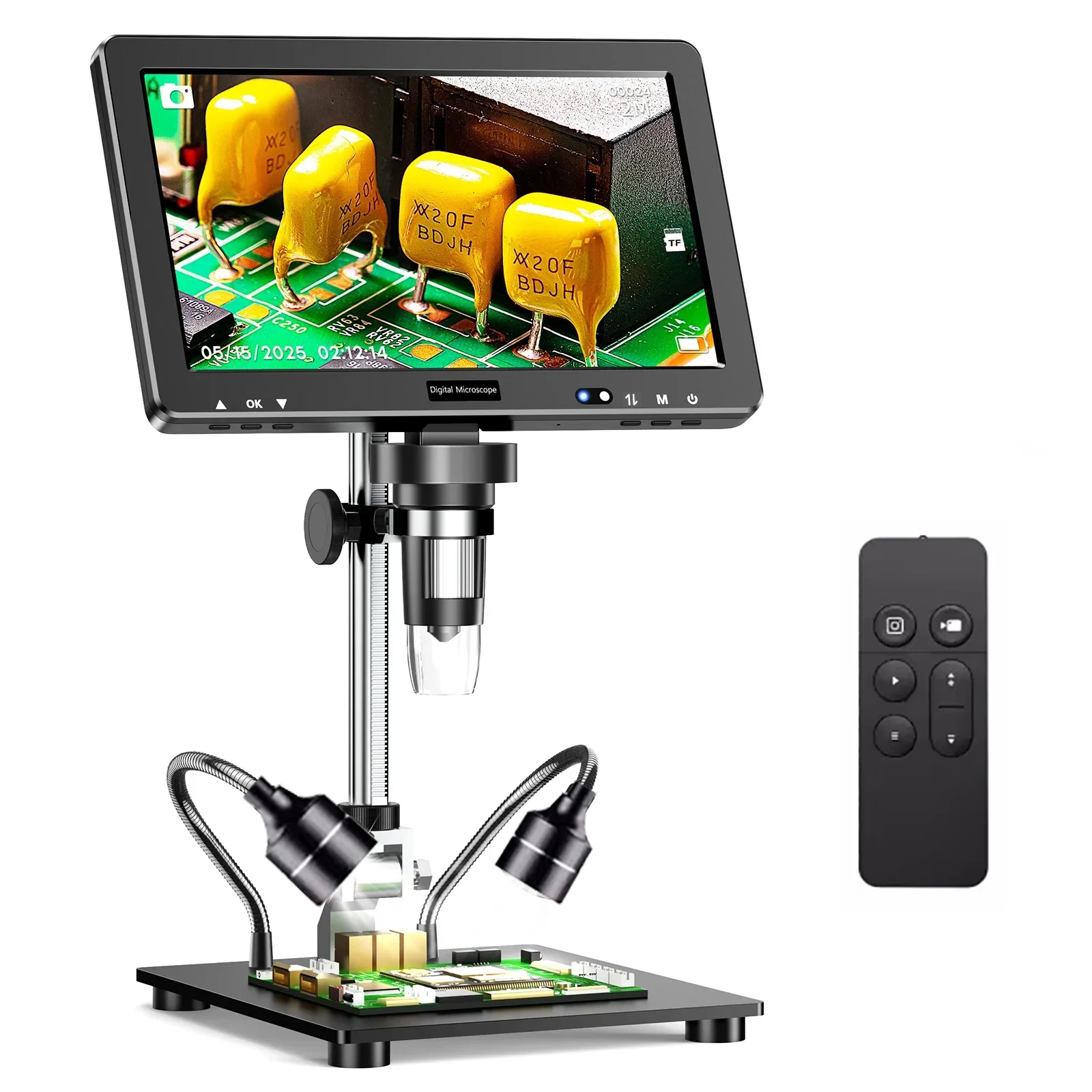 Neues 10,1'' HDMI Digitalmikroskop 2000X Münzmikroskop mit 10 LEDs 20MP Löt-Mikroskop für Elektronik, Leiterplatten, Reparaturen