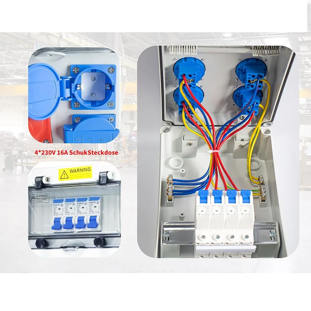 Reliable IP65 Rated Power Distribution Box with 4 European Sockets for Efficient Energy Supply in Harsh Conditions