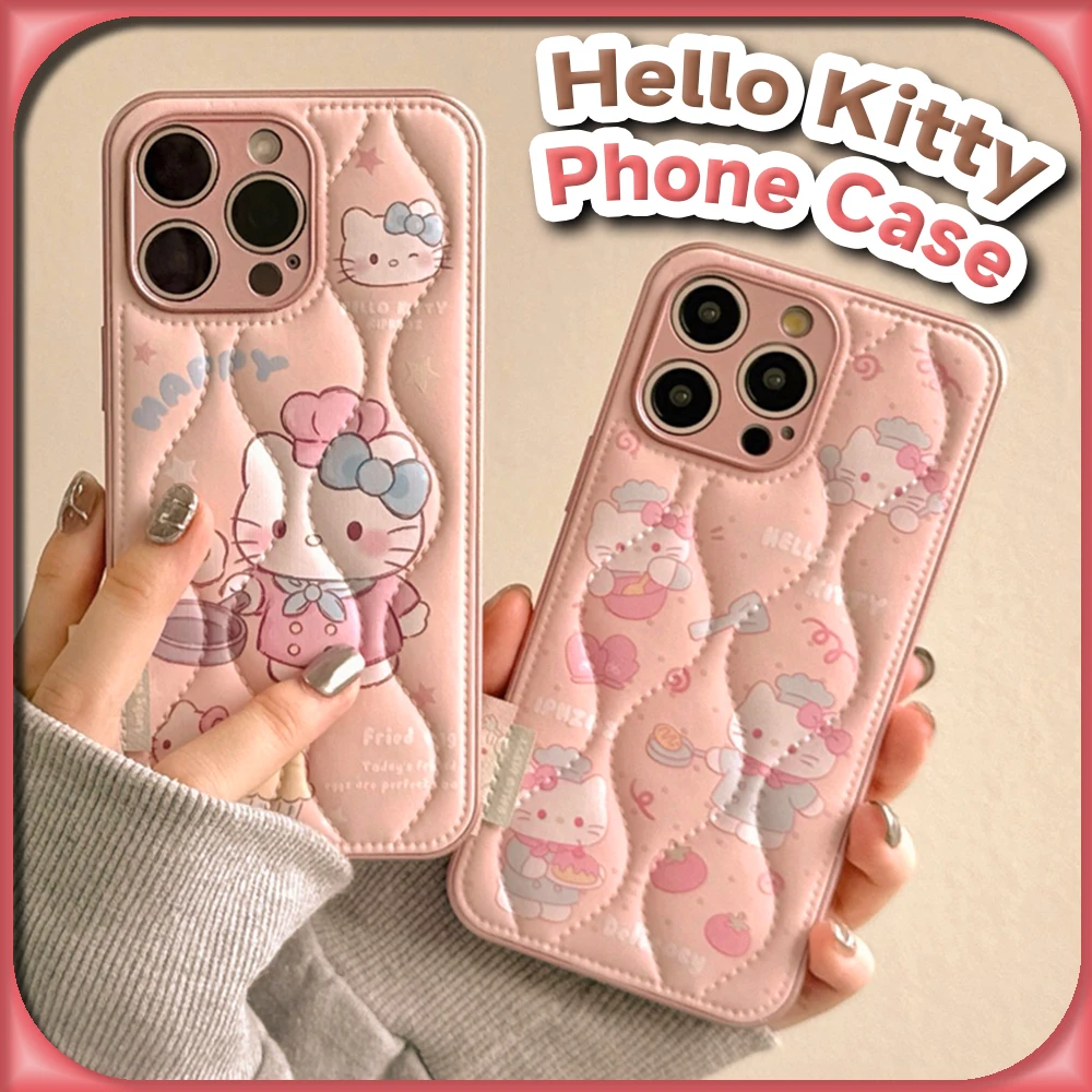 Kawaii Cooking Hello Kitty Soft Shockproof Case for IPhone 16 15 14 13 12 Pro Max Sanrio Anime Cute Fashion Protective Cover