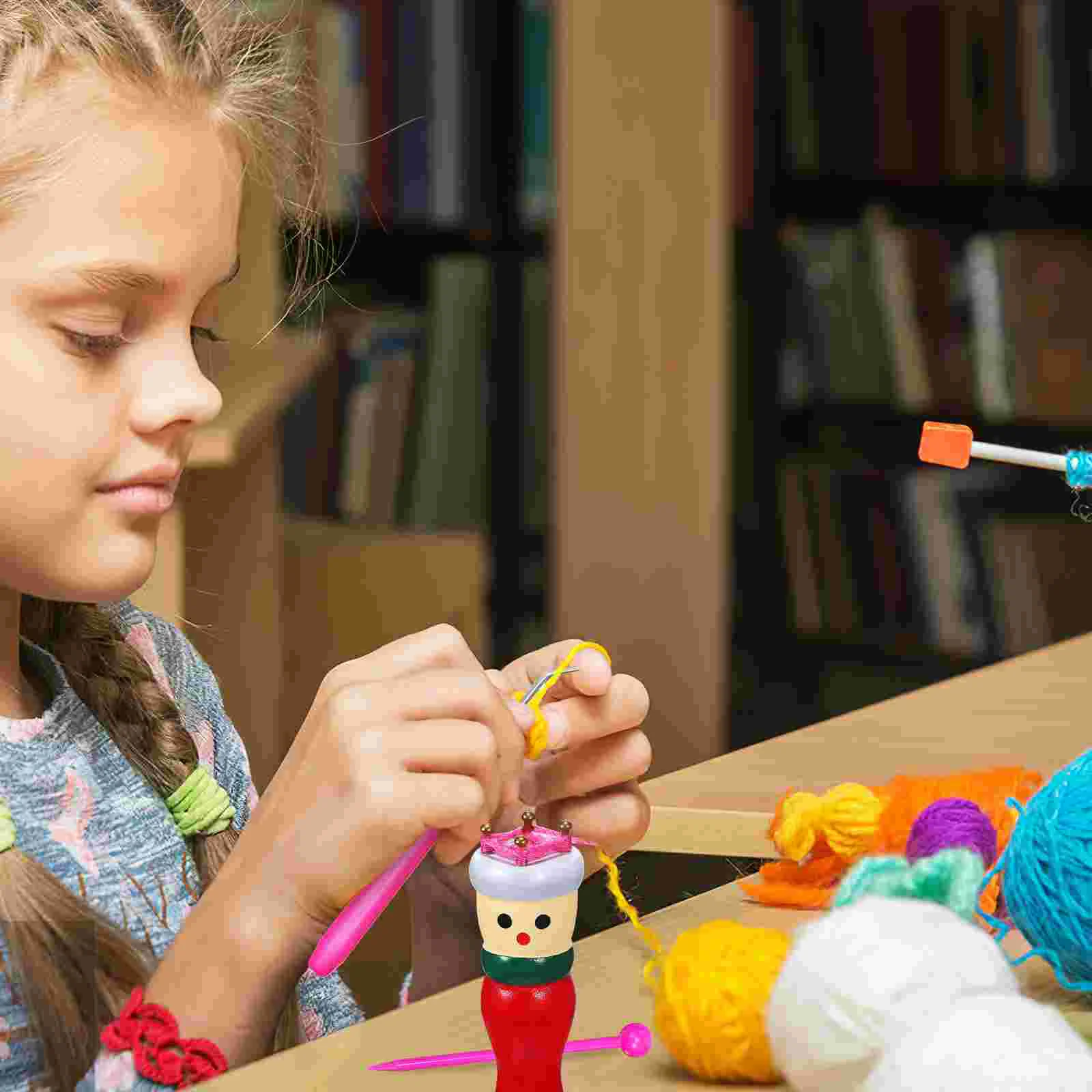 Juego de 4 Uds de máquina de tejer de punto, hilo de juguete, materiales de madera para tejer, proyecto divertido, fácil uso, edades versátiles al azar