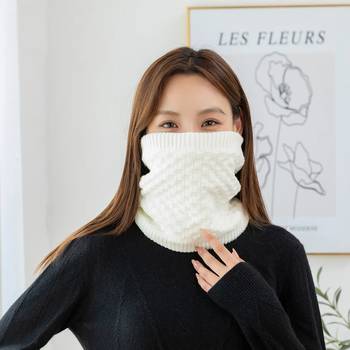 Warm Knitted Fake Collar Women Turtleneck Ruffles Knitted False Fake Collar Detachable Neck Warmer Winter Windproof Fake Collars