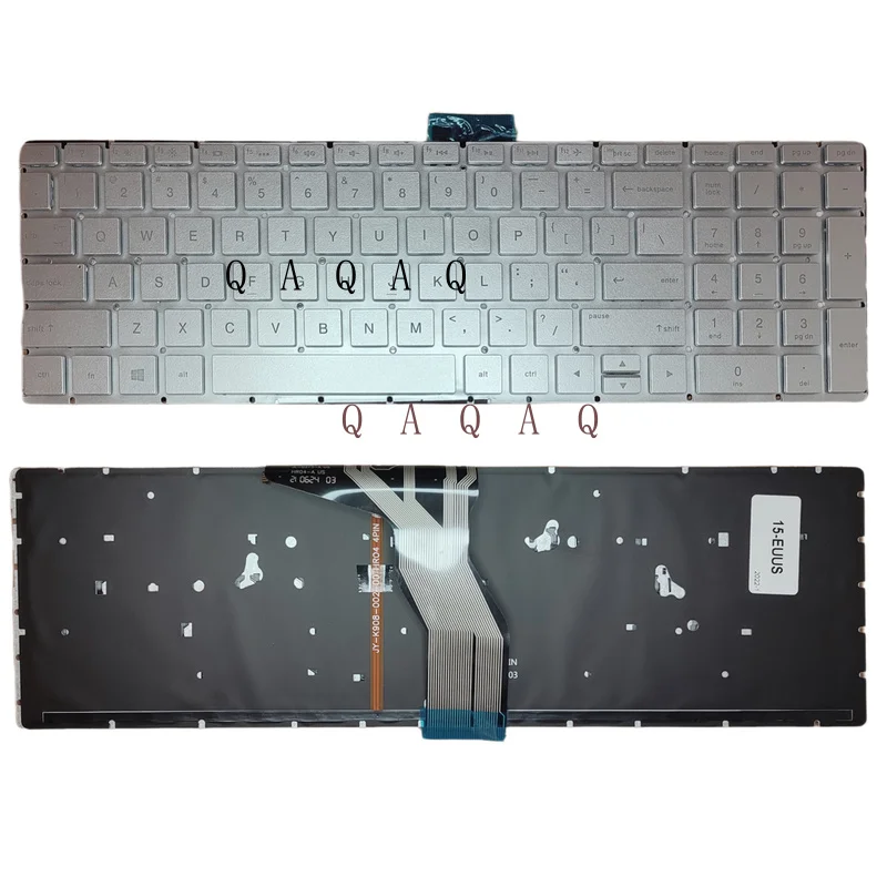 

QA Новая клавиатура для ноутбука HP 15-EF series 15-EF1072WM US Silver с подсветкой O