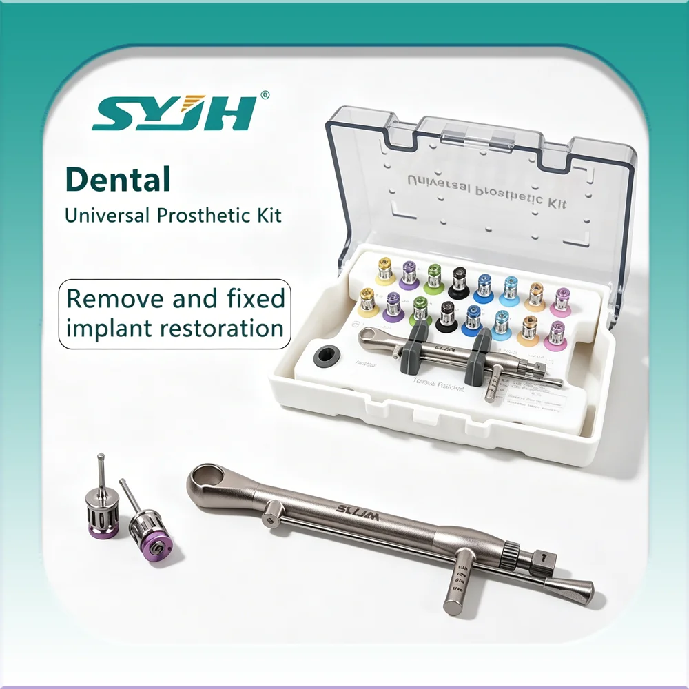

SYJH Dental Implant Torque Wrench Ratchet 10-70NCM with Screw Drivers Kit 16pcs Autoclavable 134°C Prosthetic Repair Tools