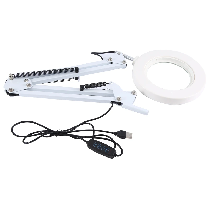 Magnifying Lamp Metal Swing Arm Magnifier Lamp-10 Levels Brightness, 3 Color Modes 10X Magnification