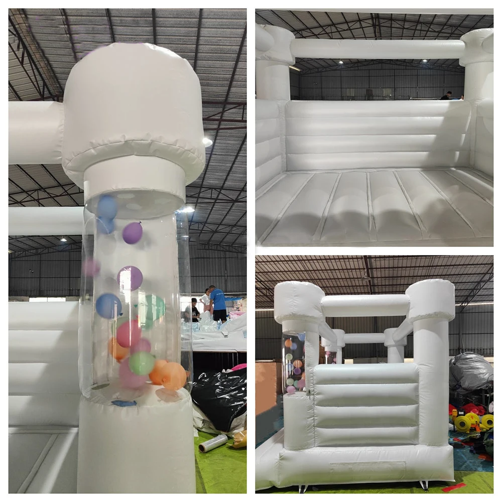 All PVC Inflatable White Bounce House Balloon Bouncy House Castle With Large Jumping Area Bounce House Castle for Wedding Party