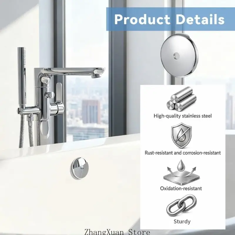 Ablaufverkleidung, Badewannen-Überlaufplatten-Set für Badewanne mit Einlochplatte 3XUF – Detail 4