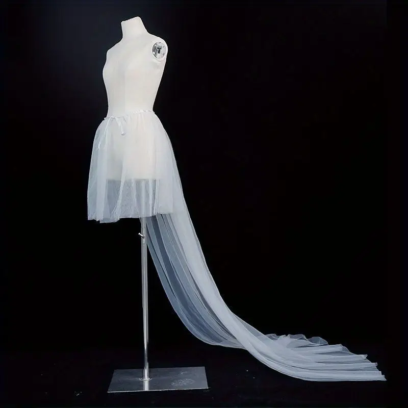 Two-layer perspective trailing dress skirt tulle half-body trailing fart curtain cos clothing dress