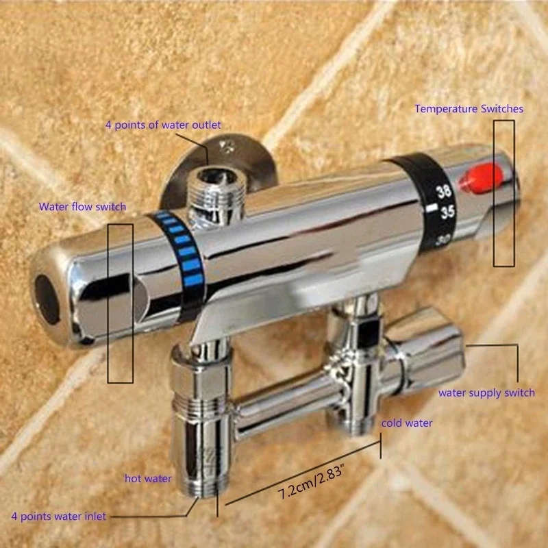 

jj4 Compact Thermo static Mixing for Valve Shower Water Mixing for Valve Water Temperature Control for Valve Stainless Dropship