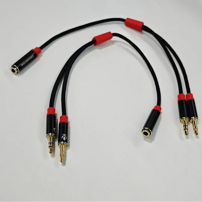 Lungfish Headphone dispenser, CTIA 3.5mm 2 male and 1 female headphone adapter, suitable for gaming headphones to PC