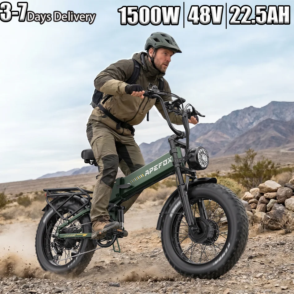 APEFOX RH20 E-Bike 1500W Motor 48V22.5AH Batterij 80-100KM Bereik Hydraulische Remmen Elektrische Fiets 20*4.0-Inch Vetband All Terrain Opvouwbaar 【Elektrische Fiets】