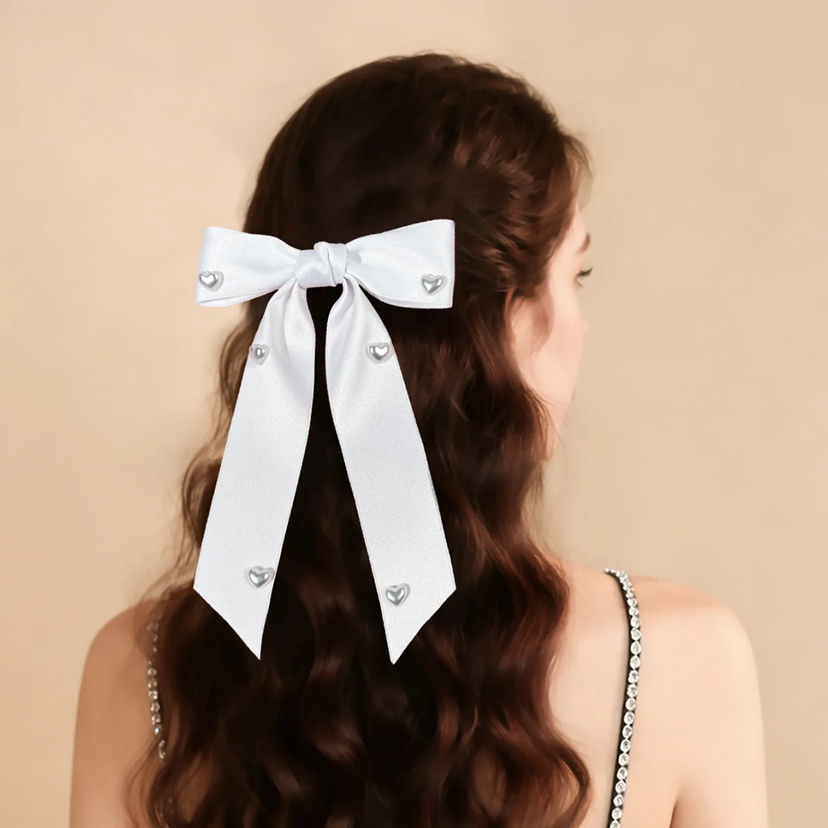 30 pinzas para el pelo con lazo y corazón de perlas para niñas y mujeres, pasadores largos con borlas, accesorios para el cabello para el Día de San Valentín a granel
