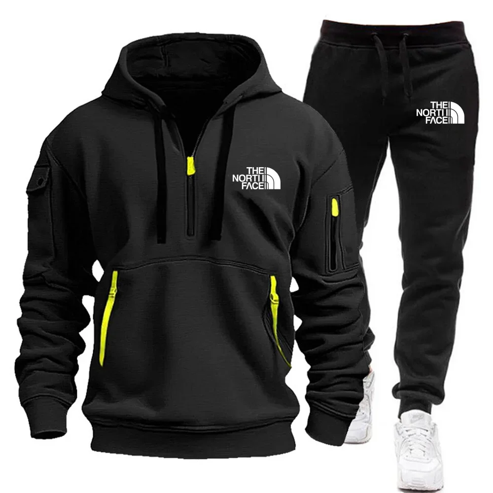 2024 Fashion Sportswear Plus Pants Sweatshirts Fleece Zipper Casual sportswear Men\'s Set Hoodie Large size Tracksuit Piece S-3XL