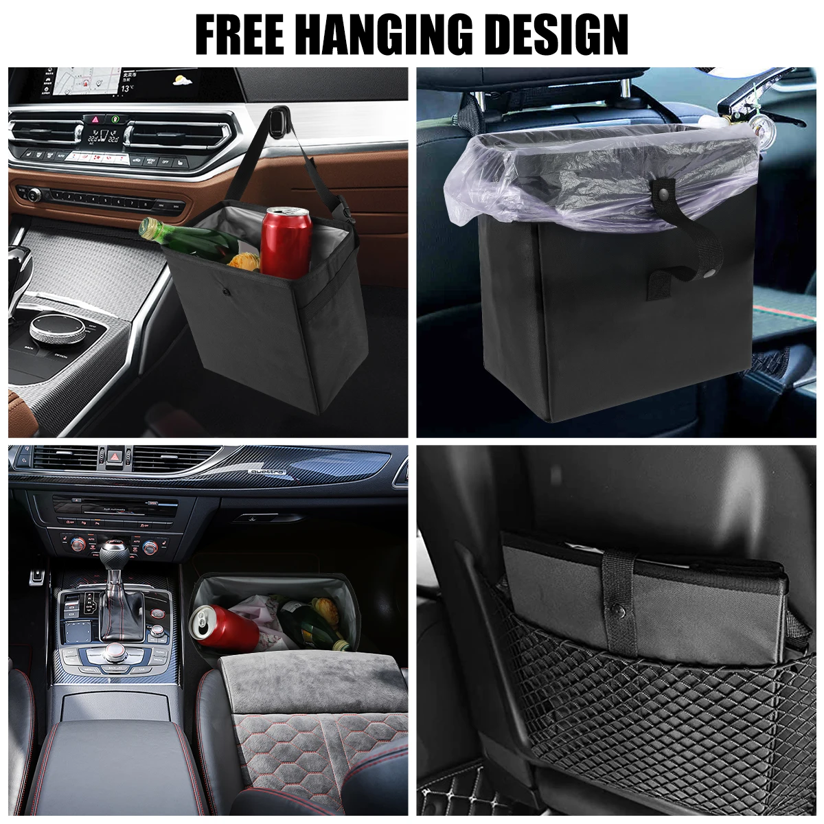 Car Trash Can Garbage Bag 8.5/6.58L Large Capacity Waterproof Foldable Car Garbage Organizer Portable Hanging Multi-function