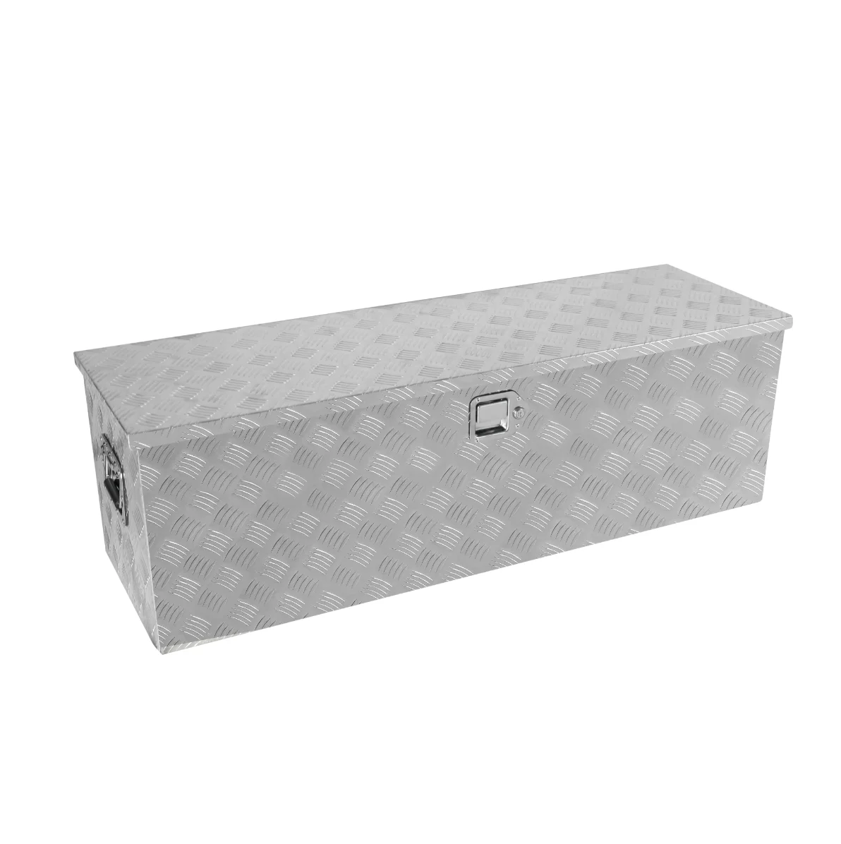 48 Inch Heavy Duty Silver Aluminum Stripes Plated Tool long Box Pick Up Truck Bed RV Trailer Toolbox