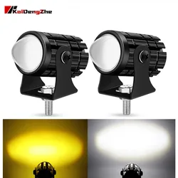 1 PCS 60W Motorcycle LED Spotlight Headlight Spot Fog Dual Colour LED Lens Hi/Low Beam Driving Lights Auxiliary Light 9-30V