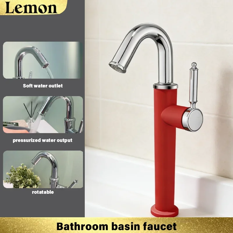 59 Inch Large Curved U-Shaped Copper Faucet for Bathroom Washbasin Countertop Luxury Simple Hot Cold Water Sink Light Bathroom