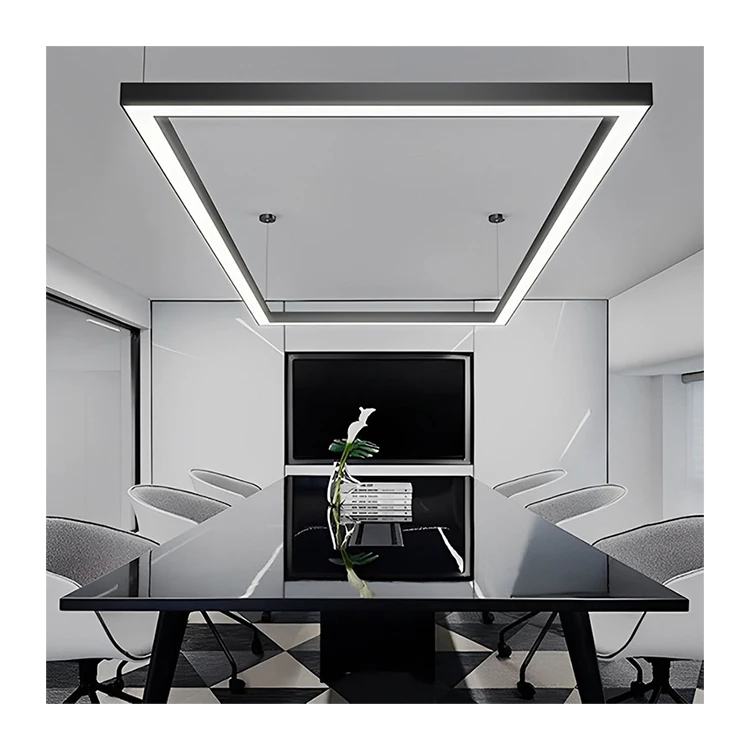 Office Conference Room Exhibition Hall Front Desk Lobby Rectangular Circular LED Pendant Light Workshop Lighting Fixture