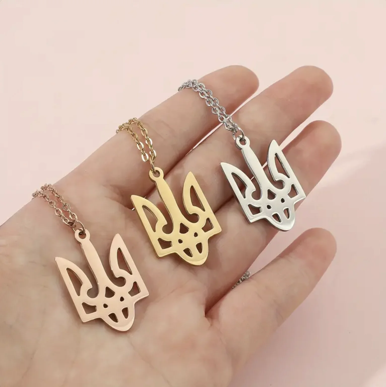 Stainless Steel Pendant Necklace Choker Jewelry Ukrainian Symbol Neck Chain Accessories