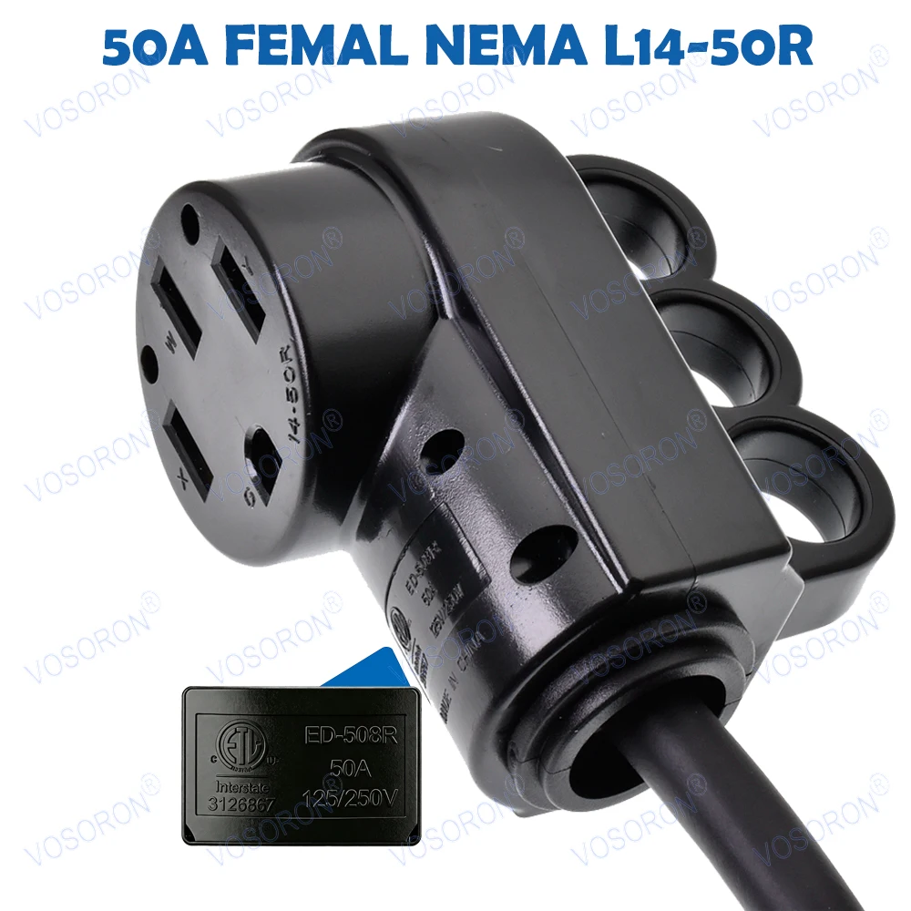 32A Single Phase Blue CEE Male to NEMA 14-50R Adapter Cord with Hand Grip, RV Generator EV Caravan Outdoor Charging Cable
