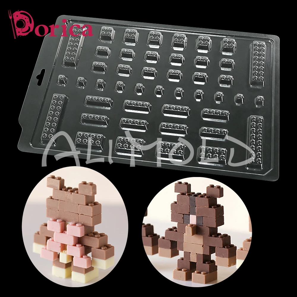 Building Blocks Design Mold Plastic Chocolate Moulds DIY Buttercream Candy Cake Decorating Tools Kitchen Bakeware Accessories