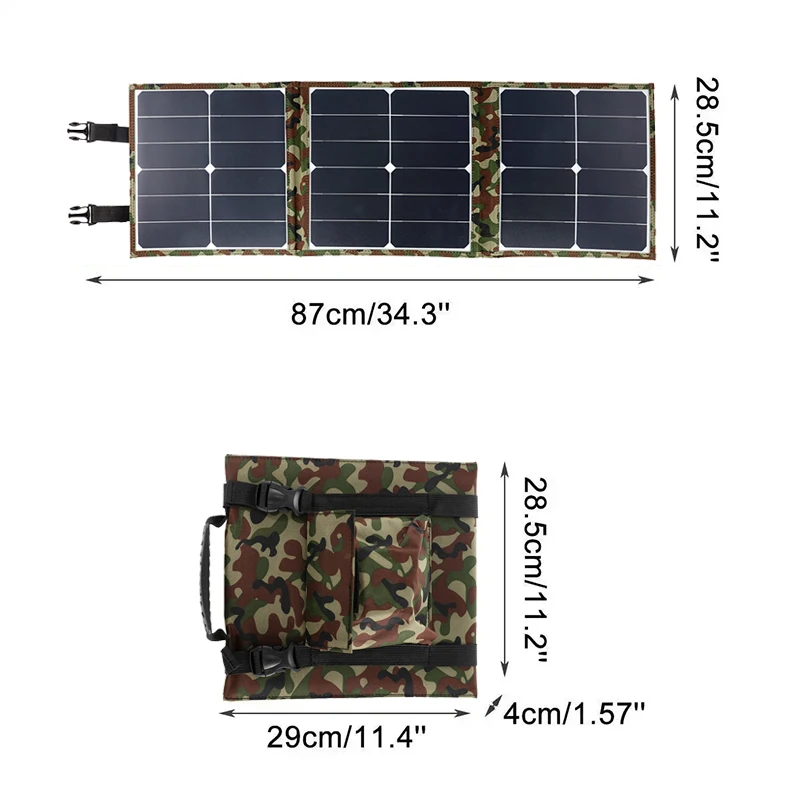 접이식 태양 전지 패널 USB 배터리 충전기 키트, 완전 보조배터리 스마트폰, 휴대용 접이식 충전식 캠핑, 18V, 5V, 300W