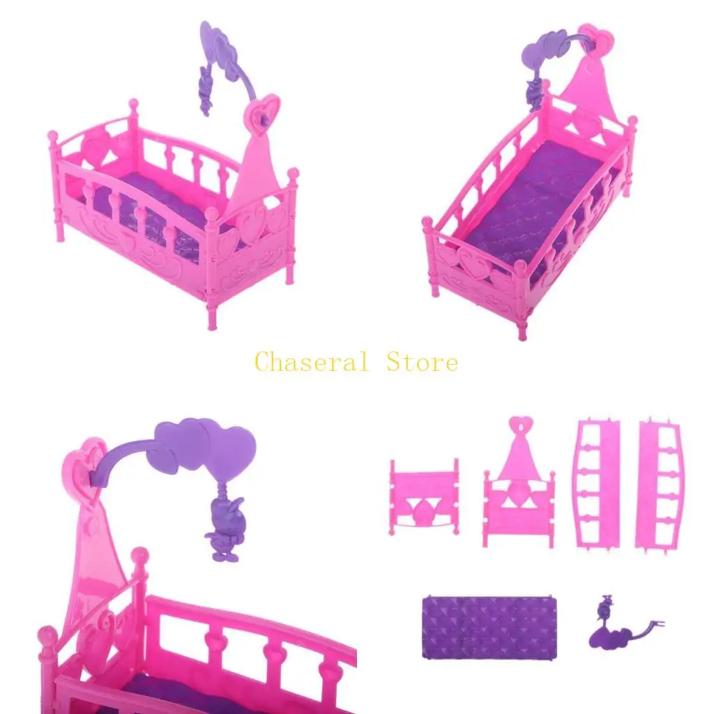 

E7CE Novelty Children Interactive Dollhouse Rocking Cradle Bed for Kids 6-8 Game