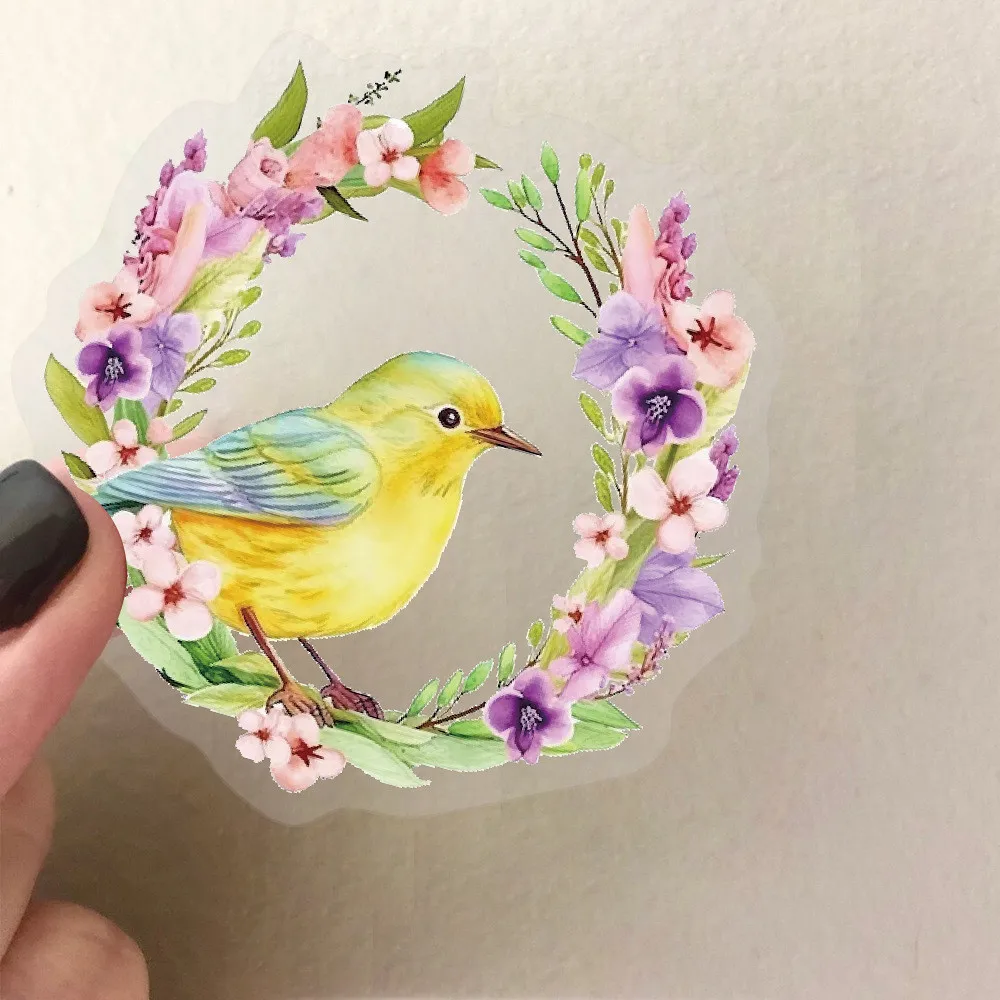 50 STKS Transparant INS Aquarel Vogel Sticker Pack - Waterdicht PET voor Scrapbooking, Gitaar & Notebook Decor AnimeWorlds Store