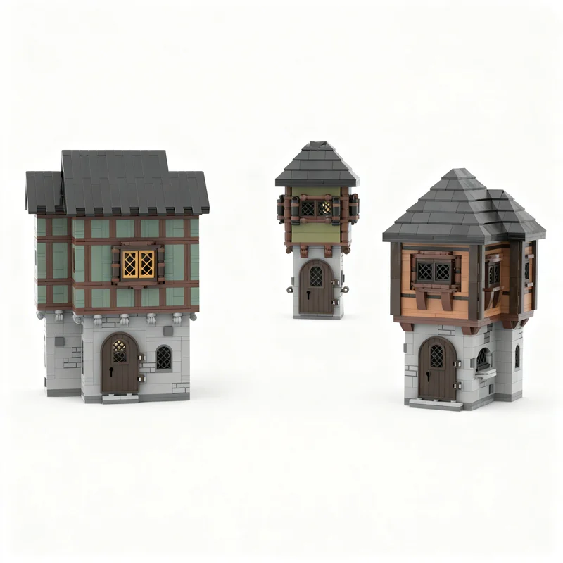 

2482PCS MOC Street View Medieval Houses Multipack Model Custom Building Blocks Architecture DIY Assembly Display Gift Blocks Set