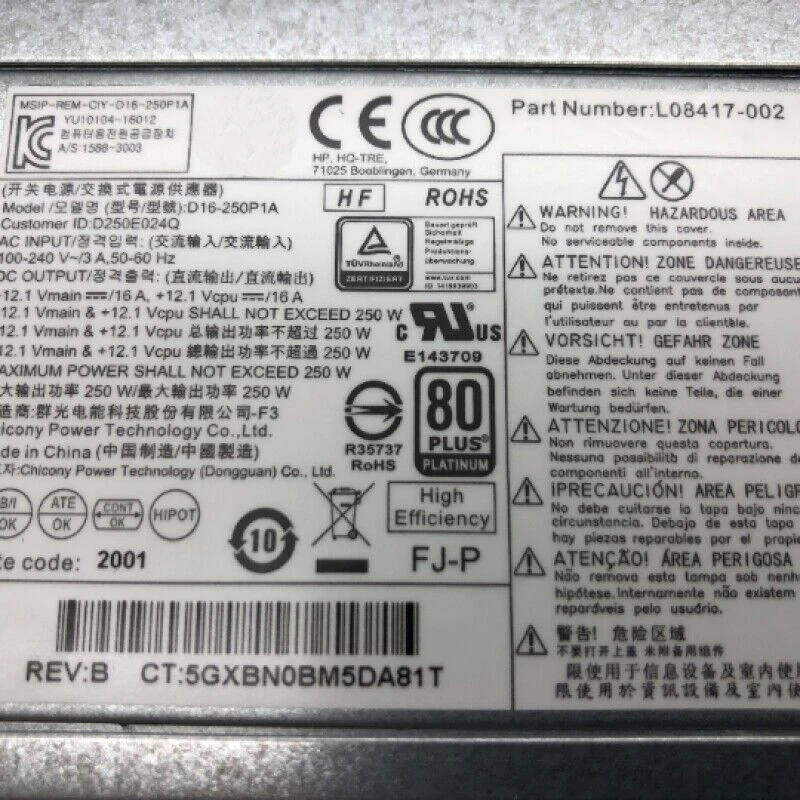 Imagem -03 - Fonte de Alimentação para hp Prodesk D16250p1a 400 600 800 g3 g4 250w Pch022 L08417002 901761-002 Alta Qualidade Novo