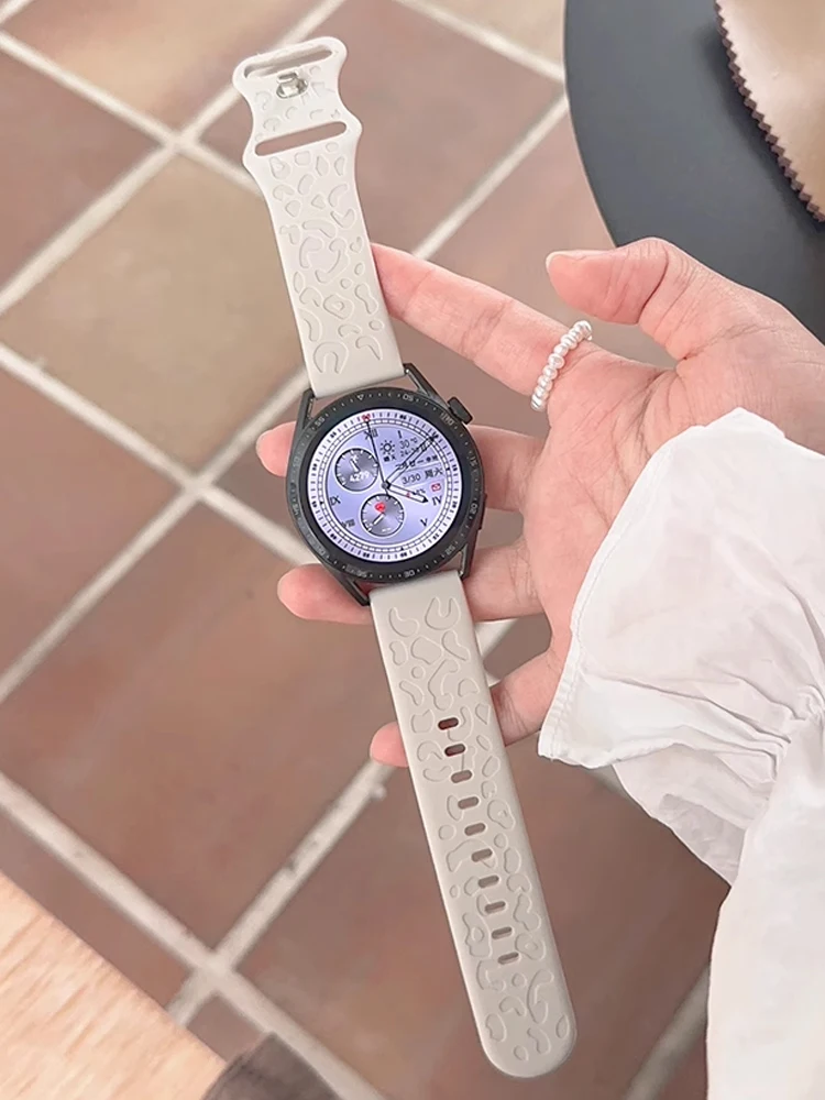20mm Straps For Samsung Galaxy Watch 7/6/5/4/classic/5 Pro 44mm 40mm Silicone Engraved correa Bracelet HUAWEI GT 2e 3 4 5 Band