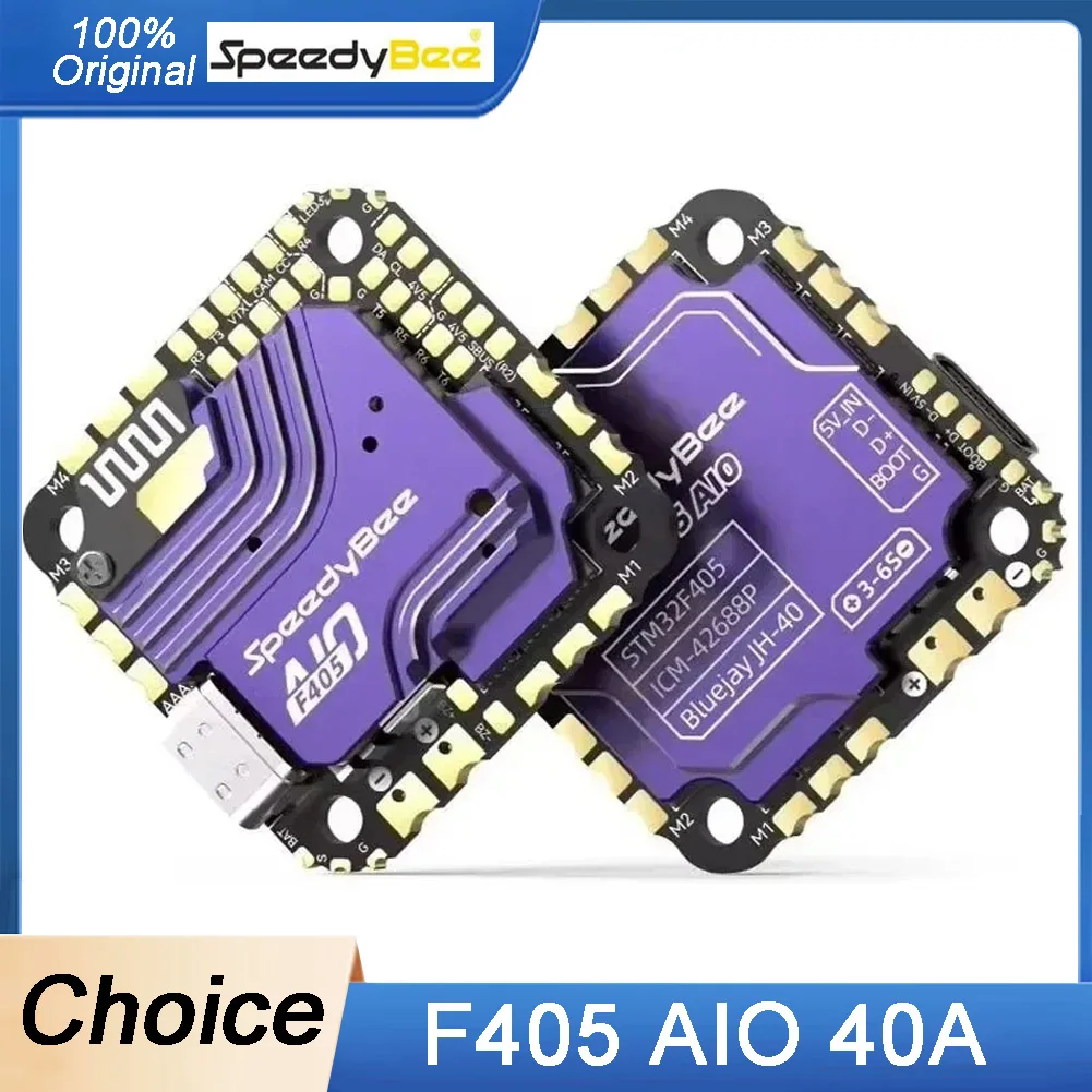 

SpeedyBee F405 AIO 40A 25.5x25.5 Flight Controller with ICM-42688 Gyro New SPA06-003 Barometer for RC FPV Freestyle Drone
