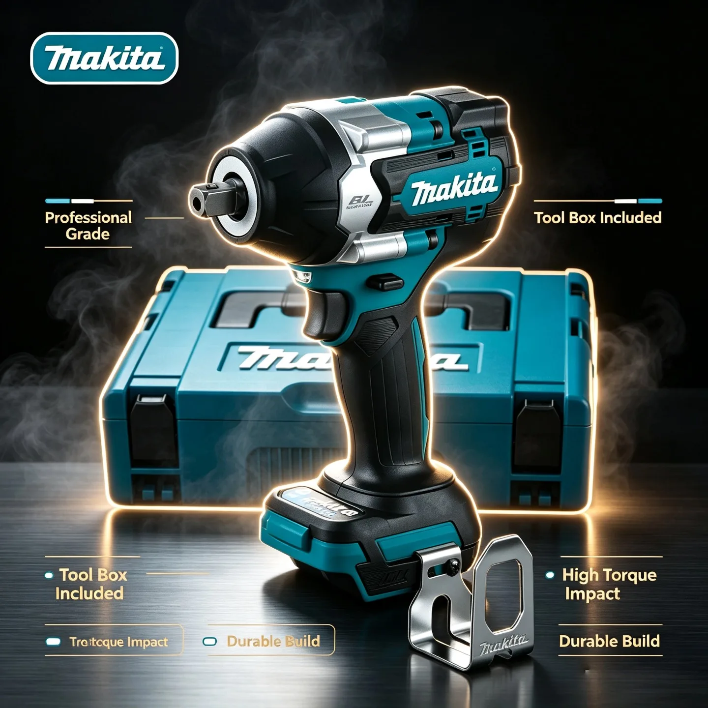 Clé à chocs sans fil Makita DTW700 1000N.M à couple élevé, outil électrique fiable pour l'installation de structures métalliques, compatible avec la batterie Makita 18V.