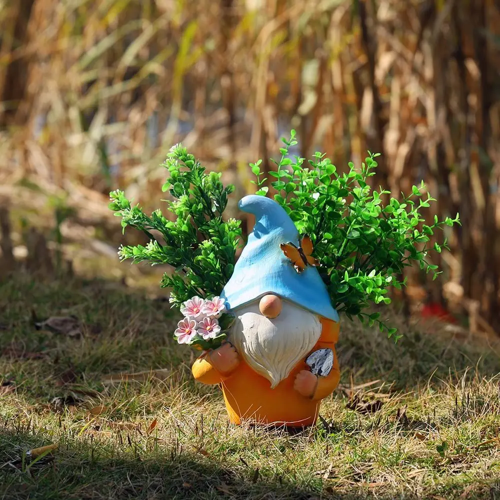 

Desktop Ornament Resin Gnome Dwarf Flower Pot Cartoon Cute Dwarf Statue Vase Decorative Garden Elf Pot Figurine Bedroom