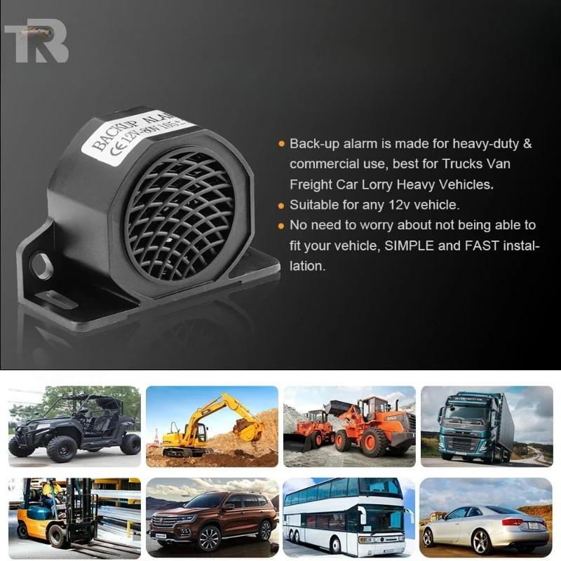 105dB Backup Siren Beeper – High‑Decibel Warning Alarm for Car/Truck Reversing, 12V‑80V Adjustable Horn