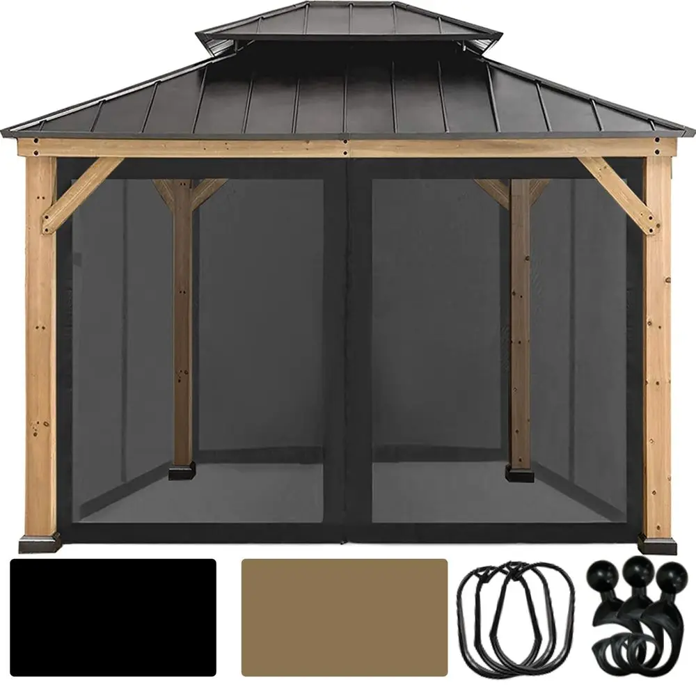 

Universal Replacement Canopy Mosquito Netting Screen Sidewalls Only for 10 x 10 Gazebo Canopy,Black
