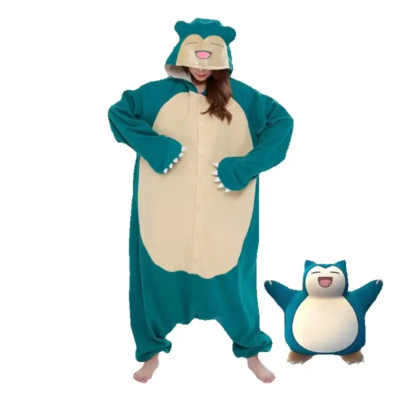 Pijama de Navidad de Snorlax, disfraz de cosplay, pijama de lana para mujer, Kigurumi de una pieza, pijama de cuerpo entero, ropa de anime.
