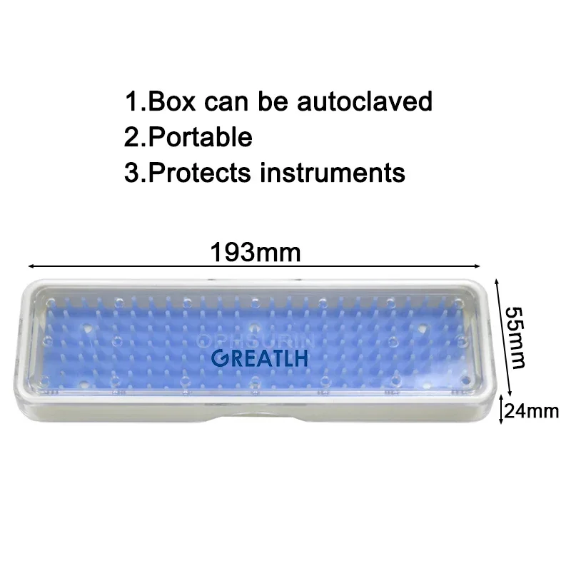 GREATLH Sterilization Tray Disinfection Case Autoclavable Box for Holding Ophthalmic Tools Sterilising