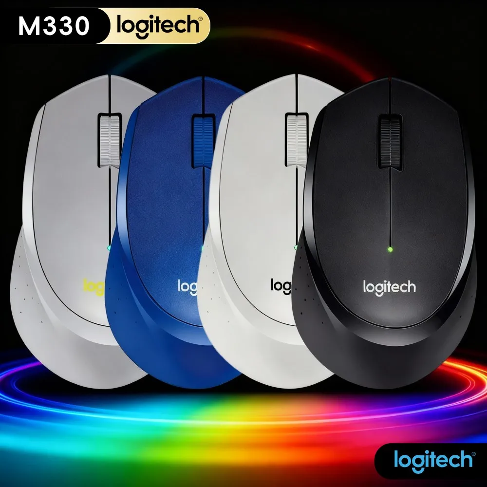 Logitech M330 Wireless Mouse 2.4Ghz Silent Click Optical Tracking Ergonomic Design For PC Mac Linux Home Office Desktop Study
