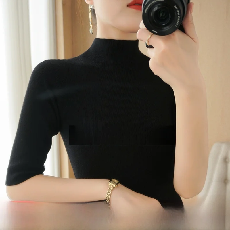 

Simple Woolen ort Sve Трикотажная основа irt Женская f Высокий воротник Пять пуговиц Весна Осень Зима ort Длина Средняя S...