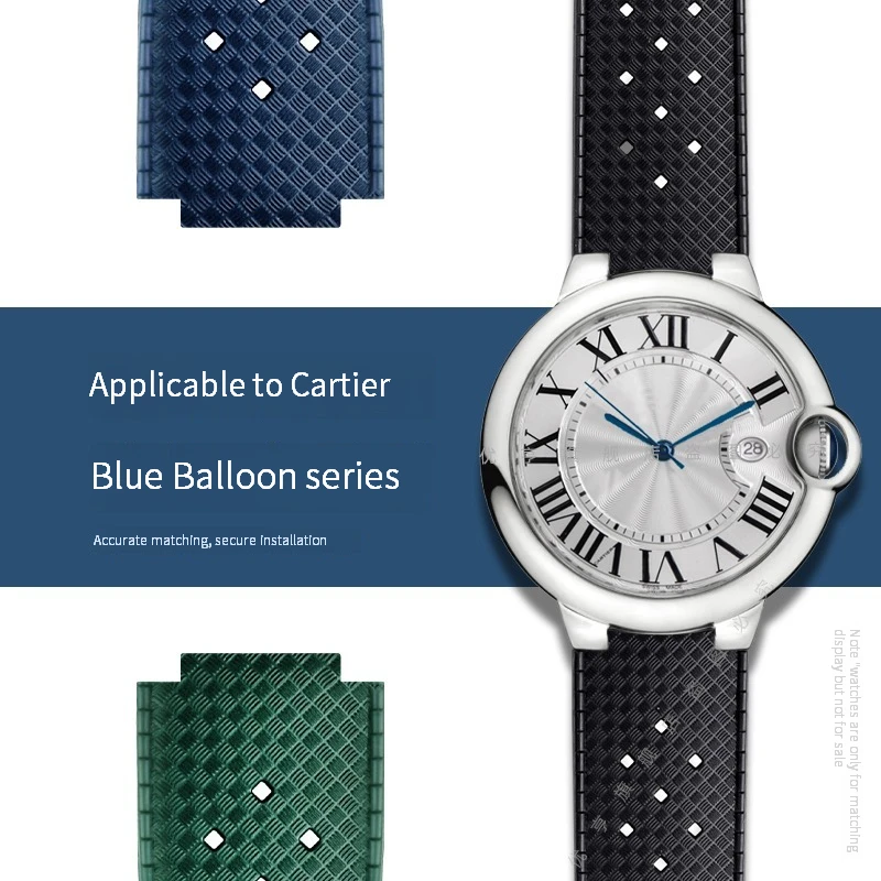 18-11mm,20-12mm,22-14mm Waterproof Silicone Watchbands 20mm Watch Strap For Cartier Blue Balloon Watch Rubber Strap