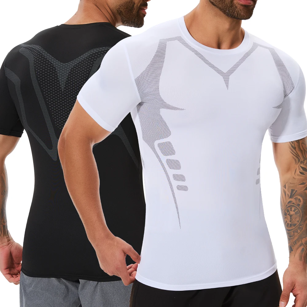 

Мужская рубашка для похудения, 1/2 шт., быстросохнущий топ для спортзала, дышащая компрессионная одежда для контроля живота и улучшения тренировок